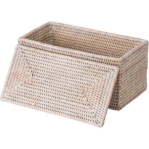 KOUBOO La Jolla <b>Rectangular</b> Rattan Box White-Wash Color for Toilet Roll Storage <b>Basket</b> Bath & Toilet Supplies - Product Image 4