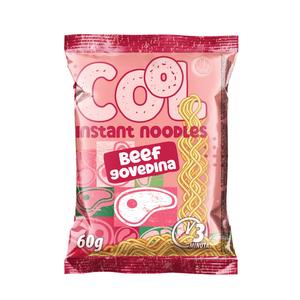 Nouilles instantanées au blé saveur bœuf COOL 60g, blocs frits, certifiées Casher, HALAL, HACCP, ISO, SRB, cuisson en 3 minutes, 18% de matières grasses, 12 - Product Image 1