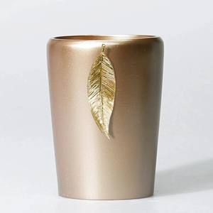 Leaf Bathroom <b>Accessories</b> Set In Taupe And Gold Colors Trash Can ,<b>Toilet</b> Brush ,Soap Dispenser ,Toothbrush Holder And Tray - Product Image 6
