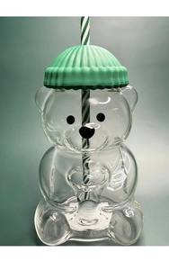 Vaso <span class=keywords><strong>de</strong></span> Vidrio con Pajita para Café Frío, Diseño <span class=keywords><strong>de</strong></span> Oso <span class=keywords><strong>de</strong></span> Peluche, Estilo Lindo, Color Verde Limitado 2025, para <span class=keywords><strong>Starbucks</strong></span> Bearista - Product Image 6