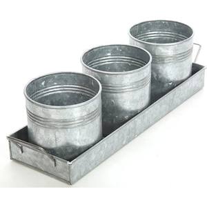 Prix de gros Ensemble de jardinières en acier galvanisé, ensemble fait main avec logo personnalisé pour décoration de sol et de jardin, ensemble bon marché multi-design - Product Image 3