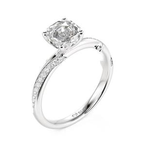 Anillo de Compromiso Jeulia Twist con Corte de Pétalo de Rosa y Moissanita Pavé - Product Image 3