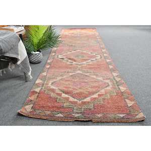 พรมขนแกะสไตล์ตุรกีโบราณขนาด2.7 x 112.3ft แบบคลาสสิกงานเย็บปะสีแดงชมพูแบนทอขนาด10มม. สำหรับวัยรุ่นทางเดิน - Product Image 4