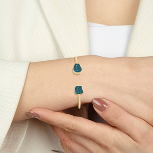 Pulsera de Apatita Paraiba Chapada en Oro de 18K de Primera Calidad con Recubrimiento Electrolítico, Piedra Natural Tallada a Mano, Joyería Hecha a Mano, Cristal Natural, Regalo Curativo - Product Image 4