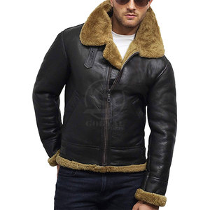 New Fashion <b>Men</b> Winter <b>Jacket</b> Breathable Lightweight Hot Selling <b>Men</b> Clothing <b>Shearling</b> Leather <b>Jacket</b> - Product Image 3