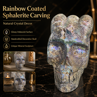 Figurine de dragon sculptée en sphalerite irisée, avec revêtement Aura, objet de collection minéral, décoration d'intérieur, cadeau