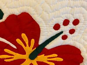 Hand Embroidered Hawaiian <b>Quilts</b> Red Luxurious Stitched Bed Throws Handwoven Blankets with Intricate Embroidery Wholesale - Product Image 6