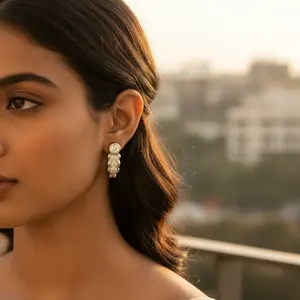 Boucles d'oreilles créoles en argent pour femmes, zircone cubique, bijoux en cristal, idée cadeau - Product Image 3