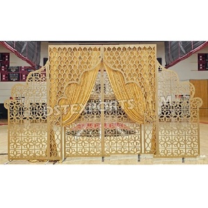 <b>Gold</b> Laser Cut Wedding <b>Backdrop</b> Panels For Stage Top Quality Decorative Metal Outdoor Frames Laser Cut Panels For Decoration UK - Product Image 1