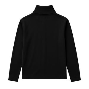 Maglietta Nera a Collo Alto a Maniche Lunghe da Donna 100% Cotone Organico di Lusso Pre-Ristretto Certificato GOTS Premium Traspirante Vestibilità Classica - Product Image 2