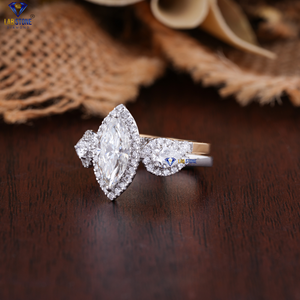 2.09TDW Bague en or blanc/rose avec diamant taille marquise, poire et rond par Lab-Stone Twinkling Diamond Ring Couleur EF-VS - Product Image 2