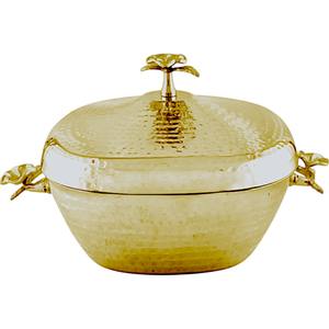 Casseroles au design contemporain moderne style martelé Hotpot en acier avec couvercle et bouton en forme de fleur et poignée pour mariage - Product Image 5