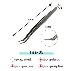 แหนบขนตาสแตนเลสแบบป้องกันไฟฟ้าสถิตย์ความแม่นยำเครื่องมือต่อขนตาปลายไฟเบอร์แบบมืออาชีพ - Product Image 6