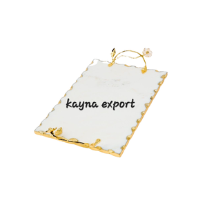 Nouveau Design En Acier Inoxydable Poignée Granit Marbre Plateau pour La Décoration De Table Belle Hôtel Fournitures Rectangle Plateau Table Décor - Product Image 2