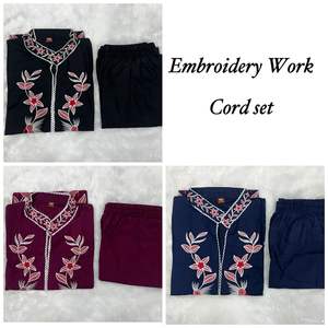 Ensemble coordonné pour femme Dhwaja Export, 3 couleurs, tissu en rayonne lourd, broderie, style décontracté, séchage rapide, toutes saisons, tailles M (38 pouces) - Product Image 4