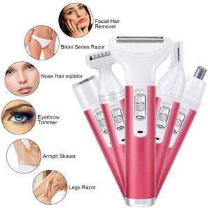Depiladora Eléctrica 5 en 1 para Mujer, Zona Íntima, Línea del Bikini, Nariz y Axilas, Recargable por USB, Resistente al Agua IPX7, para Uso Corporal - Product Image 1