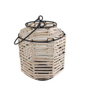 Lot de 2 lanternes en verre et métal avec poignée, lanterne marine de grande taille de couleur noire et naturelle pour la décoration de la maison et du mariage - Product Image 4