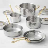 Casseroles en acier inoxydable martelé à la main de style européen, avec couvercle en branche d'olivier, poignée, écologiques, pour mariage, usage domestique, 10 pièces