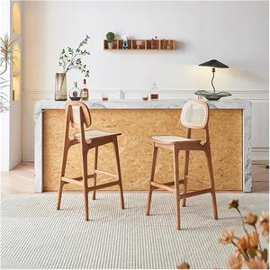 Best Price Wooden Rattan Bar Stool Dinner Chairs Home <b>Furniture</b> Modern Counter Stool Wicker Dining Chair Made in Vietnam - Product Image 5