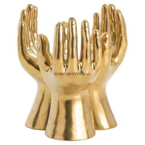 Mains moulées en aluminium Designer de haute qualité plaqué or Centre de table Décoration et bol de service Fournitures pour la maison et l'hôtel - Product Image 1