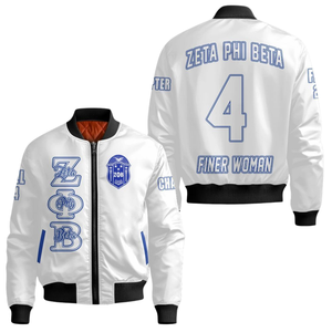 Zeta phi Beta เสื้อแจ็กเก็ตซาติน1920สำหรับผู้หญิงสีฟ้าและสีขาวโล่ zpb โล่เย็บปักถักร้อยแบบพรีเมียมเสื้อผ้ากรีกดูคลาสสิก - Product Image 3