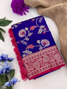 Haute sur demande Déclaration de mode ethnique unique Banarsi Saree en soie Tenue de fête de mariage pour femmes disponible en Inde - Product Image 5