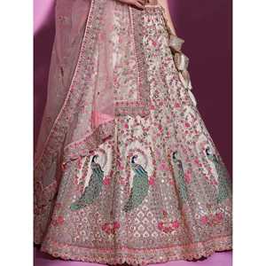 Magnífico Traje de Novia de Lentejuelas Crema con Tela Suave - Lehenga Choli - Product Image 3