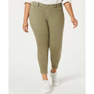 Pantaloni Harem da Donna Taglie Forti Stile Celebrity Rosa, Jeans alla Caviglia Vestibilità Larga Stile Dritto con Decorazione a Bottoni Verde, Taglie 20W XL 5XL 4XL - Product Image 1
