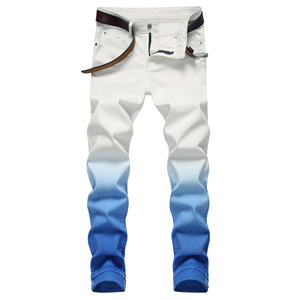 Jean en coton pour homme, coupe droite, style skater, denim personnalisé, streetwear tendance, motifs crânes, délavage usé, Sialkot OEM - Product Image 4