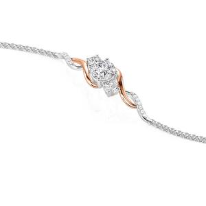 Pulsera de tenis Jeulia Amore elegante de dos tonos con tres piedras - Product Image 3