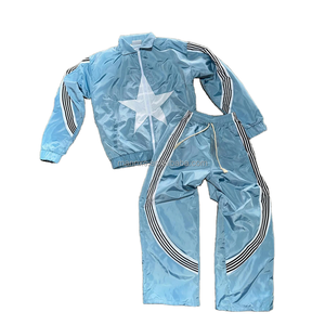 Unisex <b>Polyester</b> <b>Jogger</b> Sets Two Piece Set Patchwork Zip up Puff Track Nylon Jacket and Track Pants Custom Nylon Tracksuit Men - Product Image 1