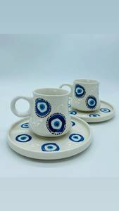 Ensemble de tasses à café turques en céramique vintage classiques, peintes à la main, faites à la main, avec plateau et motif de fruits, pour les fêtes, passe au lave-vaisselle, DAFNI BIG - Product Image 3
