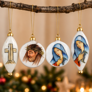 Ornements de Noël peints à la main, décorations religieuses chrétiennes, Jésus, Vierge Marie, croix, décorations suspendues pour l'arbre de Noël - Product Image 4