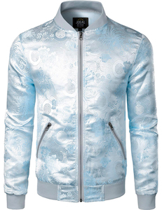 Suministro de fábrica Chaquetas de satén de seda de béisbol para hombres Sublimación personalizada Chaqueta de bombardero de satén de alta calidad para hombres - Product Image 3