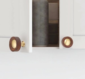 Elegant Wood and <b>Metal</b> Handle with Matching Knob for Cabinets Drawers and <b>Wardrobes</b> Ideal for Rustic and Modern Home Decor - Product Image 5