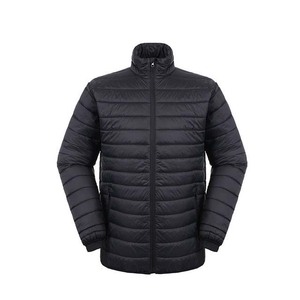 Men's Black Shiny Puffer Jacket with Stand Collar Front Logo Reversible <b>Waterproof</b> Winter <b>Coat</b> Customizable Options Wholesale - Product Image 3