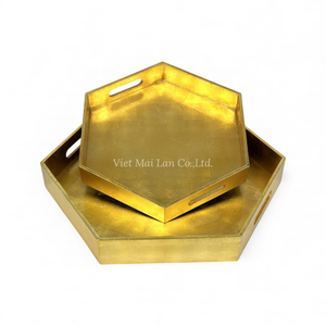 Plateau en laque à motif de feuille d'or, fait à la main, pour servir les aliments, la présentation de table et la décoration de la maison, en provenance du Vietnam - Product Image 1