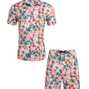 Conjuntos cortos de verano de sublimación de algodón unisex para hombre, venta al por mayor, ropa de calle informal de 2 piezas, patrón impreso de talla grande - Product Image 5