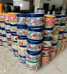 Vase en céramique d'argile Art déco sur mesure motifs multicolores fait à la main glaçure transparente vase de table écologique - Product Image 3