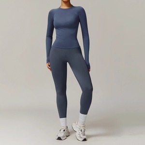 Top Quality Custom Women Yoga Set New Casual Plain Yoga Set 2025 Gym Bra Yoga <b>Leggings</b> Set - Product Image 4