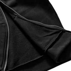 Sudadera con Capucha Negra Unisex con Cierre, Forro Polar, Bolsillo Canguro, Manga Larga, Estilo Casual Urbano, Cortavientos, Transpirable, para Invierno - Product Image 6