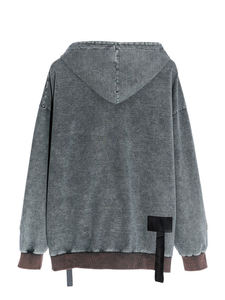 เสื้อฮู้ดผู้ชายผ้าฝ้ายฟลีซสไตล์ลำลองแฟชั่นใหม่ประจำฤดูใบไม้ร่วงและฤดูหนาวปี 2026 ลวดลายเฉพาะตัว ให้ความอบอุ่น ล้างสีแบบ Asid Wash โดย Ako - Product Image 2