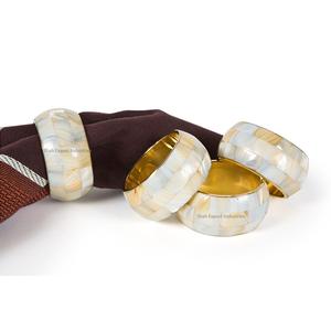 Mother of Pearl Metal <b>Silver</b> <b>Napkin</b> Rings for Home Wedding Dinner Party Table Decorations Round <b>Napkin</b> Holders - Product Image 5