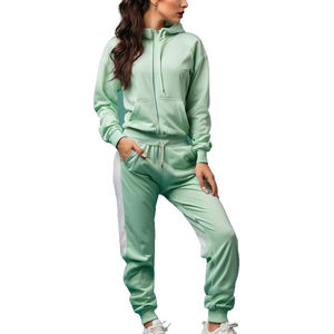 Custom <b>Zip</b> <b>up</b> <b>Hoodie</b> and Jogger Sweat Pant Set Cotton Acid Washed Sweatsuit Distressed Applique Embroidery Tracksuit for Men - Product Image 1