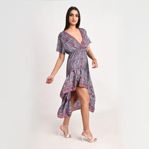 ซื้อชุดปาร์ตี้ด้านหน้าสั้นชุดเดรสผ้าไหมส่าหรีด้านหลังยาวเหมาะสำหรับกิจกรรมฤดูร้อน - Product Image 2