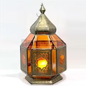 Farol Decorativo Metálico Dorado para Bodas, Farol Marroquí Hecho a Mano, Farol Colgante para Velas - Product Image 6