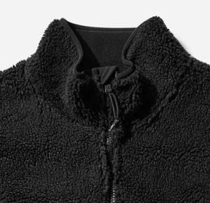 2026 Top Selling Custom Sherpa <b>Fleece</b> Hoodie with Kangaroo Pocket Embroidered Winter Polar <b>Fleece</b> Jacket in <b>Black</b> Color - Product Image 5