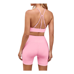 Wholesale Cotton Active Sports Wear <b>Shorts</b> Women Sports Bra Yoga Set Gym Workout Training <b>Jogger</b> Running - Product Image 4