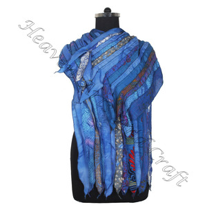 Sari de seda reciclada, 15 tiras, bufanda India colorida hecha a mano, estola de ropa de fiesta, Fabricante Mayorista reciclado de Sari de India - Product Image 6