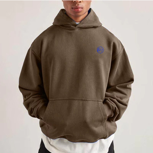 Sudaderas con capucha de invierno de moda informal 100% algodón suéter suelto de alta calidad bordado patrón sólido Jersey tela cuello con capucha - Product Image 3